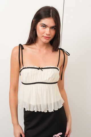 Contrast Piping Frill Cami
