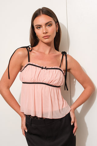 Contrast Piping Frill Cami